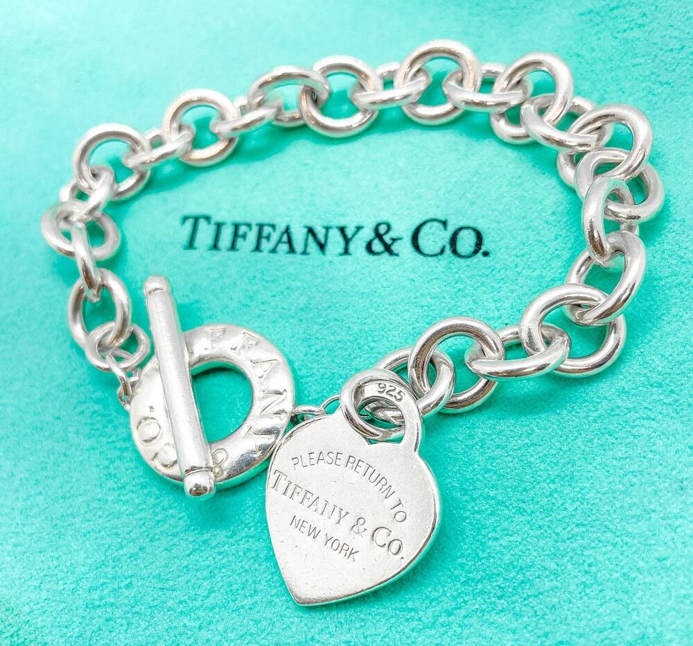 Tiffany & Co. Return to Tiffany Heart Tag Toggle Bracelet Sterling Silver 7.5"